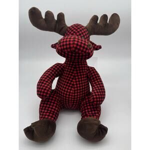 2018 WishPets Moose Plush Toy Stuffed Red Buffalo Plaid 12” Christmas